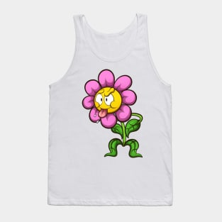 Cartoon Flower Sticking It’s Tongue Out Tank Top